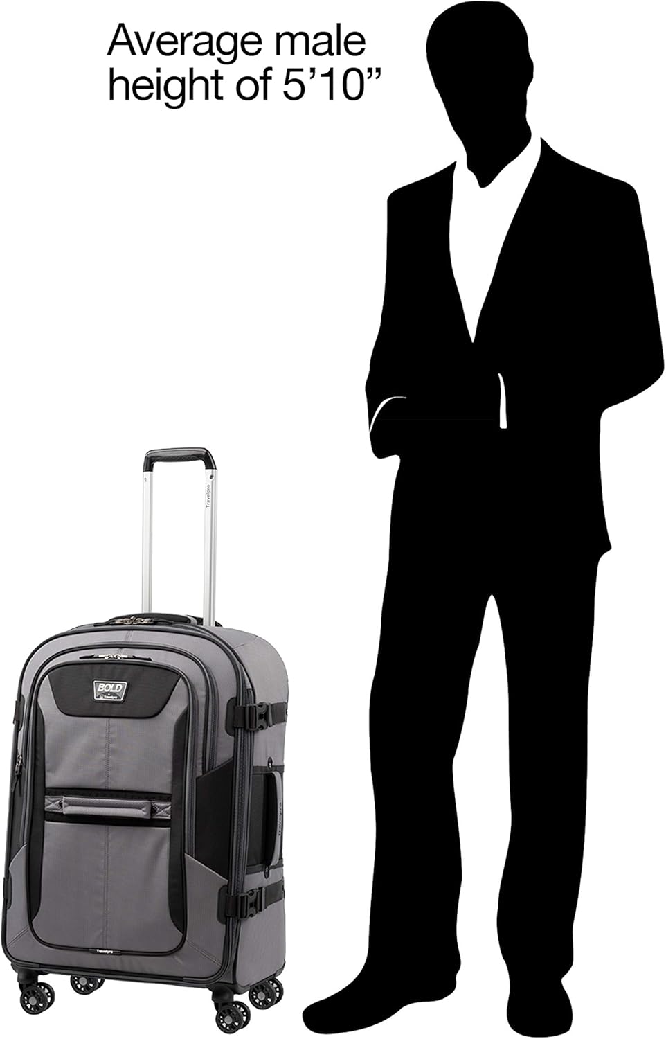 Bold Softside Expandable Carry on Spinner Luggage, Carry on 21-Inch, Grey/Black