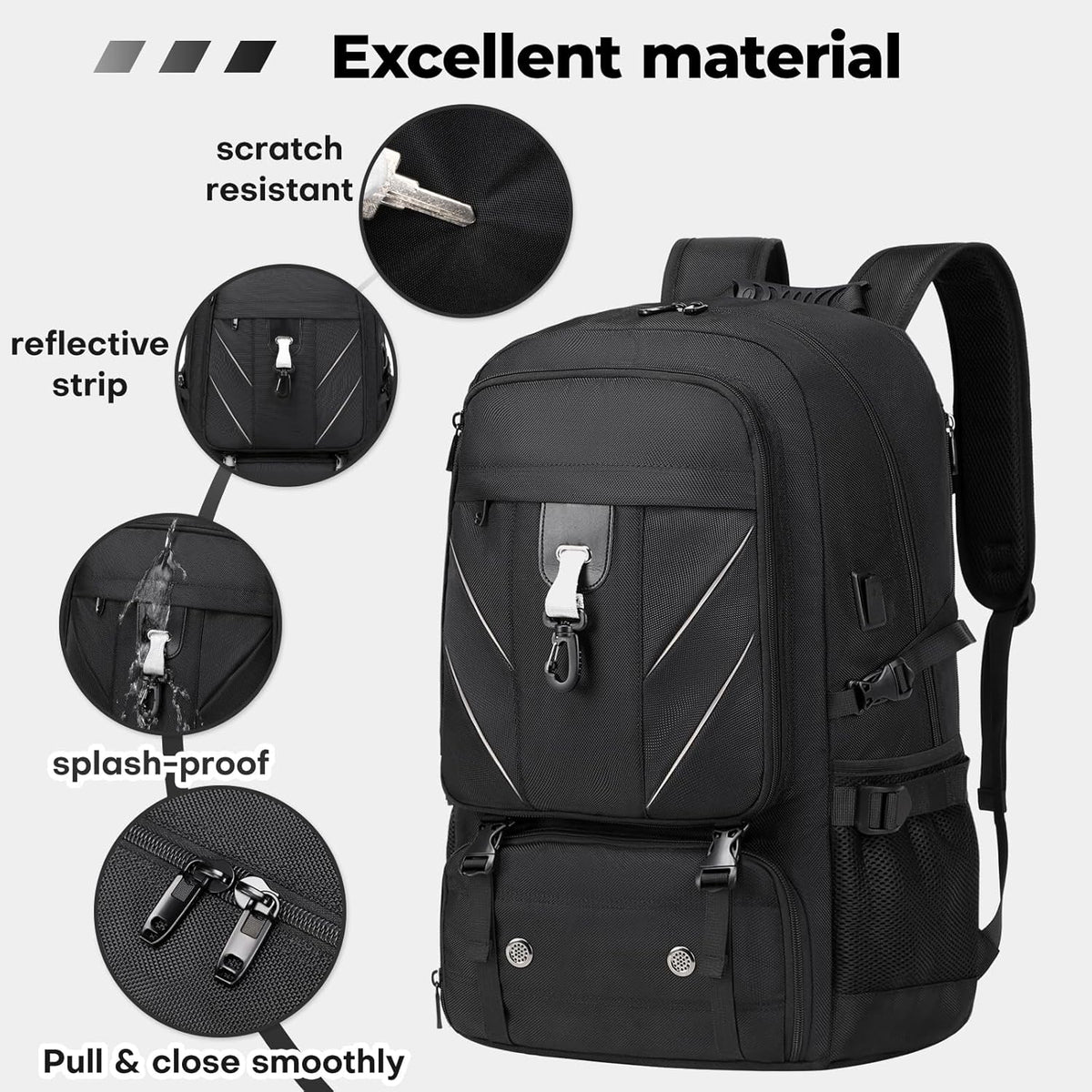 17.3 Inch gym backpack with Shoe Compartment,60L Water Resistant Anti Theft Backpacks with USB Charging Port, Airline Approved Carry on Bag Multiple Compartments,for Men Women Travel