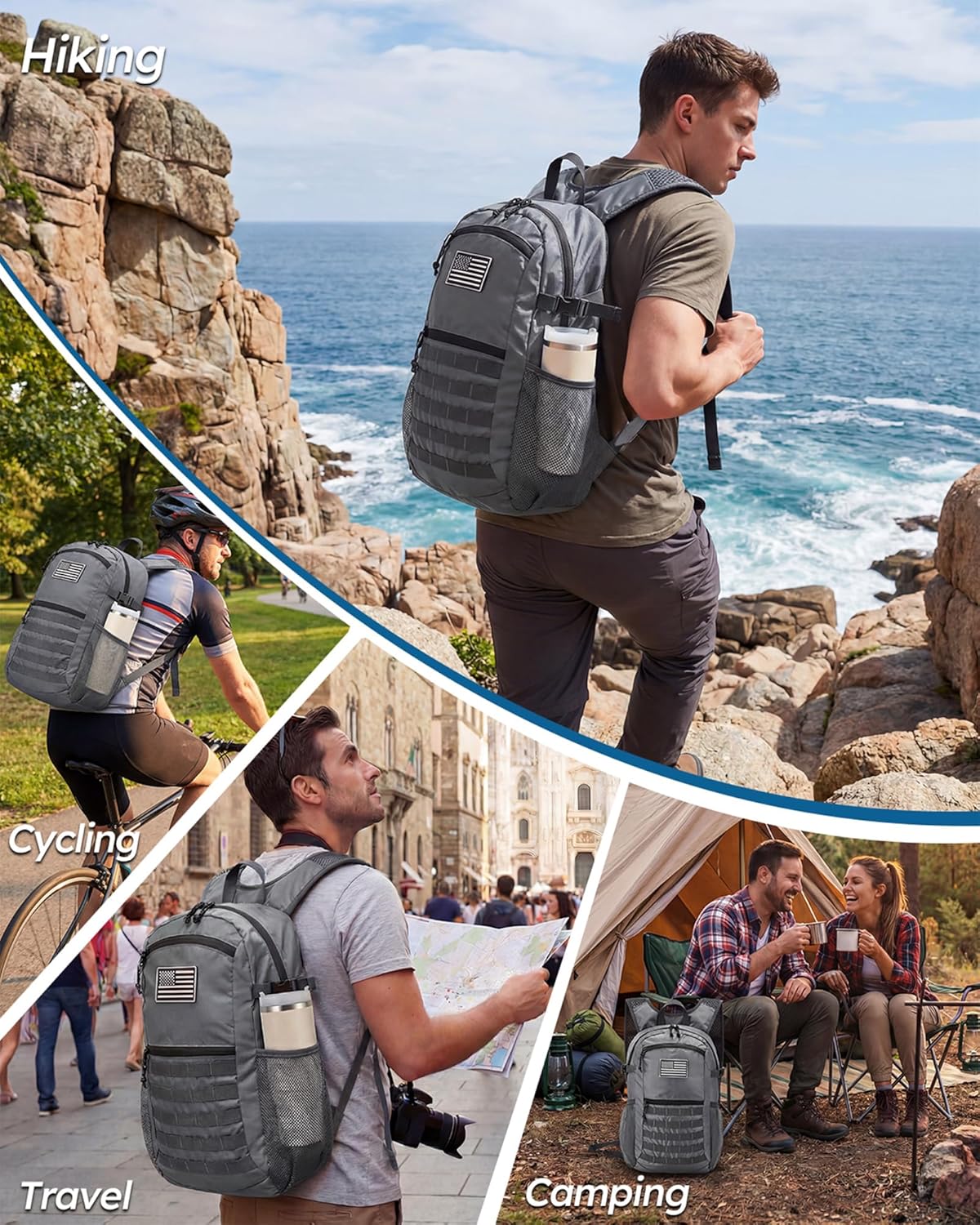 Small 20L Foldable Hiking Daypack for Men Women – Ultra Lightweight Tactical Packable Backpack for Travel, Camping Outdoor, Blue