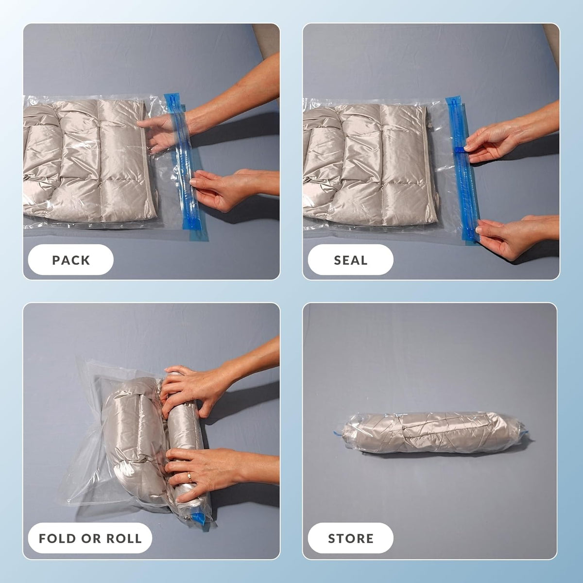 18 Pack Compression Bags for Travel, Roll Up Space Saver Bags for Clothes Storage, Vacuum Storage Bags Compact Packing travel organizer for Luggage, Suitcase, Backpack