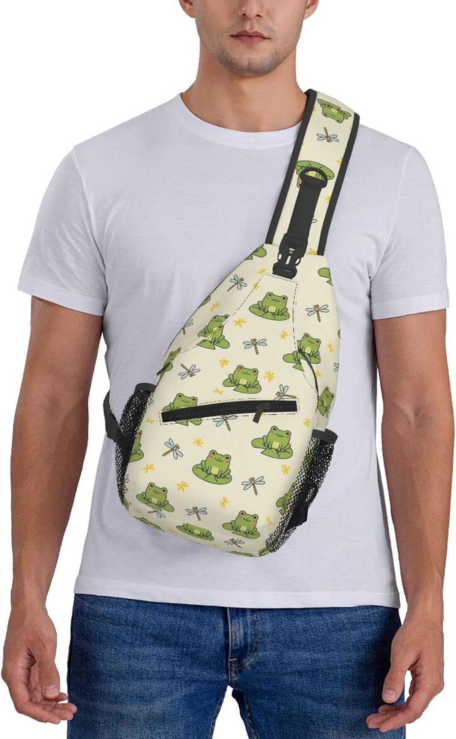 Ultra Lightweight Sling Shoulder Backpack Shoulder Chest Crossbody Bag Multipurpose Anti-Theft Daypack for Hiking Cycling Camping Travel, Boobs Breasts Print White Bookbag