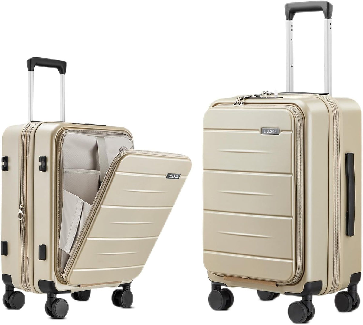 Carry On Luggage with Top Opening, Expandable with Front Pocket and USB Charging Port, Lightweight with Front Compartment Rolling Suitcases with Spinner Wheels