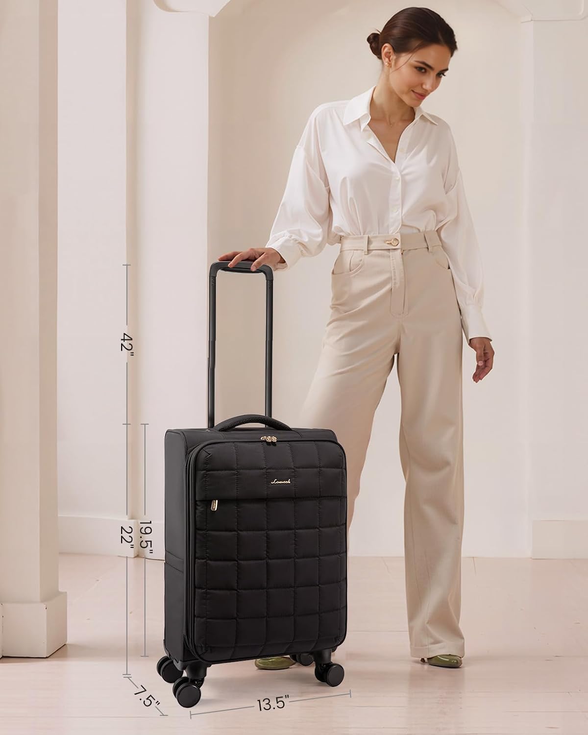 Carry On Luggage 22x14x9 Airline Approved, 20 Inch Softside with Wheels, Lightweight Spinner Suitcase with TSA Lock, Water-Resistant Large Capacity for Travel, Black