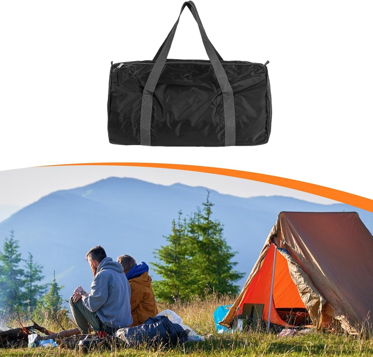 Travel Gym Bag Foldable Duffel Tote Sports Weekender Pouch with Easy Carry Design and Nylon Suitable for Outdoor Activities, black