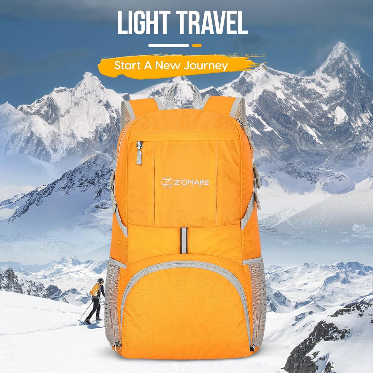 Lightweight Packable Backpack 35L, Light Foldable Backpacks Water Resistant Collapsible Hiking Bag, Compact Folding Day Pack for Travel Camping(Yellow)