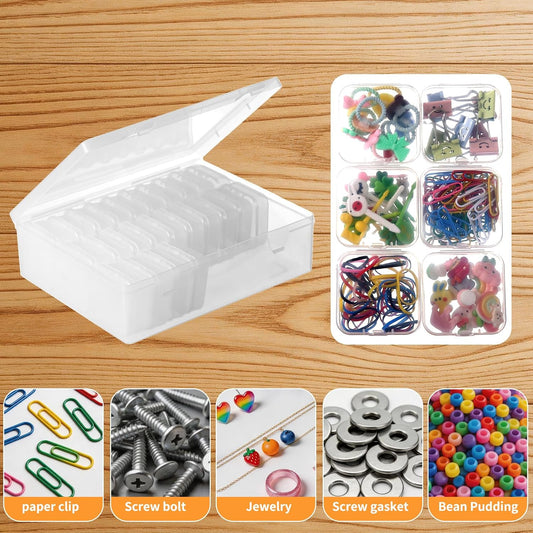 Small Clear Plastic Bead Organizer Box with Hinged Lids & Labels, Mini Craft Storage Containers for Jewelry Making, Bracelets, Clay Beads, Screws, Nails & Tiny Small Parts (Clear - 30Pcs)