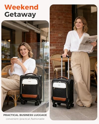 Underseat Carry On Luggage Airline Approved – 16-inch Softside Spinner Suitcase with 360° Wheels, Lightweight Overnight Weekender Bag for Women & Men, Business & Weekend Travel