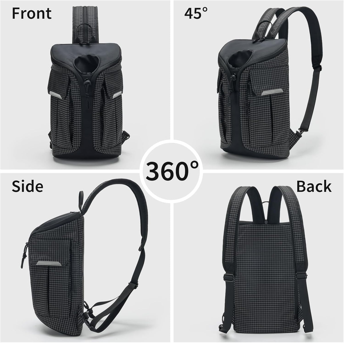 Crossbody Sling Bag for Men & Women,Convertible Sling Backpack Shoulder Chest Bag for Daypack Travel Hiking (Black)