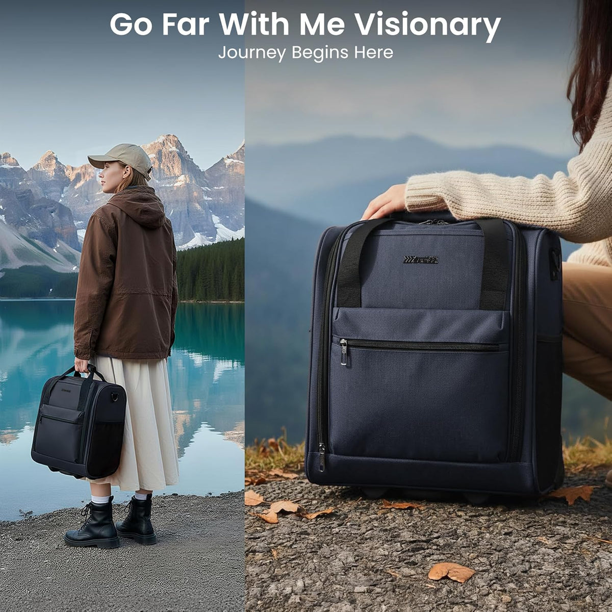 16'' Softside Carry-On Luggage for Airplane,3-in-1 Underseat Carry On Luggage with Wheels,Scratch-Resistant Surface,Lightweight Durable Rolling Suitcase for Men/Women Business Trip(16'',Burgundy)