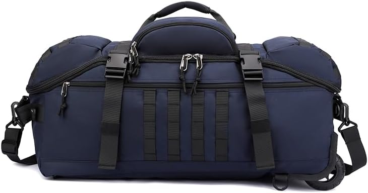 Rolling Duffle Bag with Wheels, 70L 26-inch Tactical Travel Duffel Bags Foldable Durable Tear-Resistant Heavy-Duty Luggage (Black)