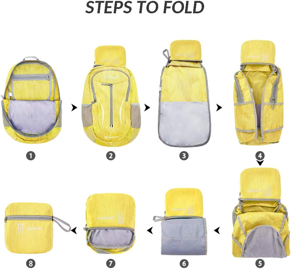 25L Ultra Lightweight Packable Backpack, Foldable Hiking Backpacks Water Resistant Small Folding Daypack for Travel(Light Blue)
