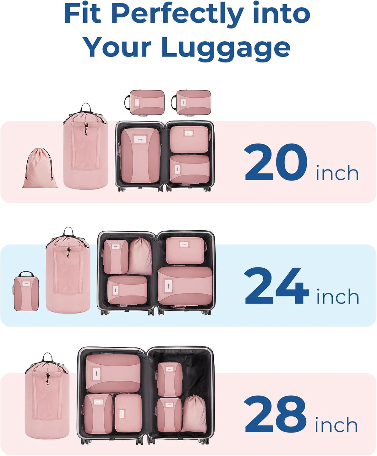 Compression Packing Cubes, 6 PCS Packing Cubes for Suitcases, Travel Bags Organizer for Luggage, Lightweight Packing Cube for Travel Essentials