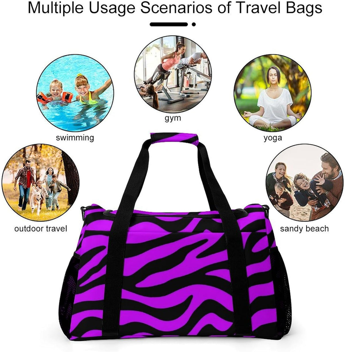 Lightweight Foldable Travel Duffel Bag Carry On Overnight Weekender Tote Bag for Women Yoga Gym