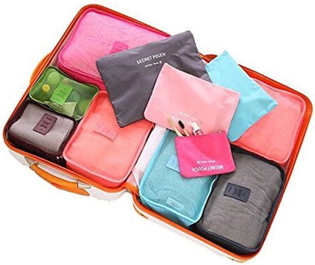 7 Set Packing Cubes with Shoe Bag - Compression Travel Luggage Organizer