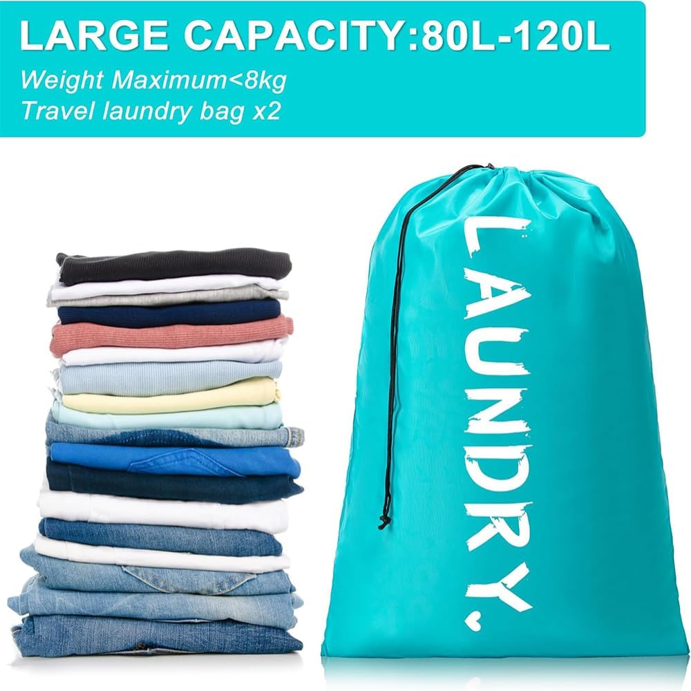 XL Travel Laundry Bag Large Machine Washable Dirty Clothes Organizer with Drawstring Foldable Lightweight 24 x 36 Inch Black
