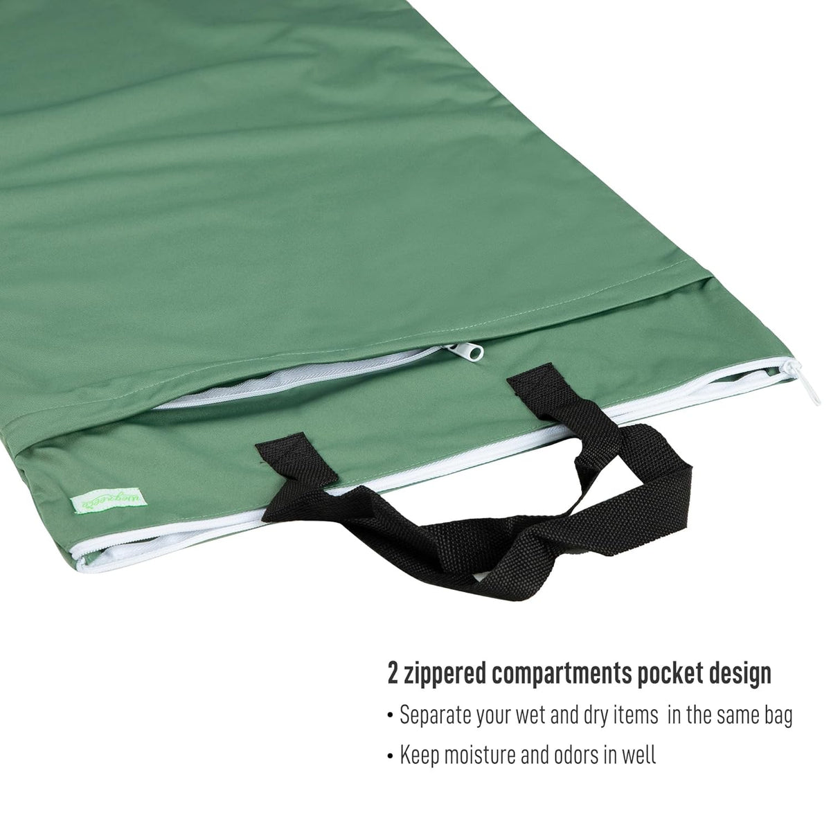 Reusable Hanging Wet Dry Cloth Diaper Bag (Checkerboard Grey, Mint Green)