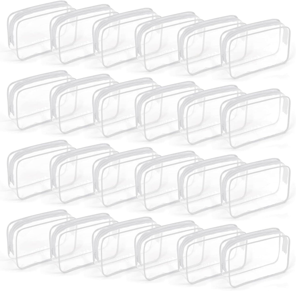 24 PCS Clear Toiletry Bag for Women Men, Transparent Cosmetic Bag for Travel Makeup Organizer TSA Approved Pouch - White,Medium