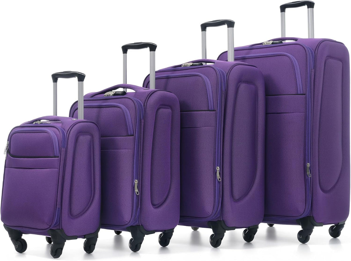 4 Piece Expandable Softside Luggage Set with TSA Lock and 360 Spinner Wheels Lightweight Suitcase Set for Family Vacation (18/22/26/30 Inch) (Light Green)