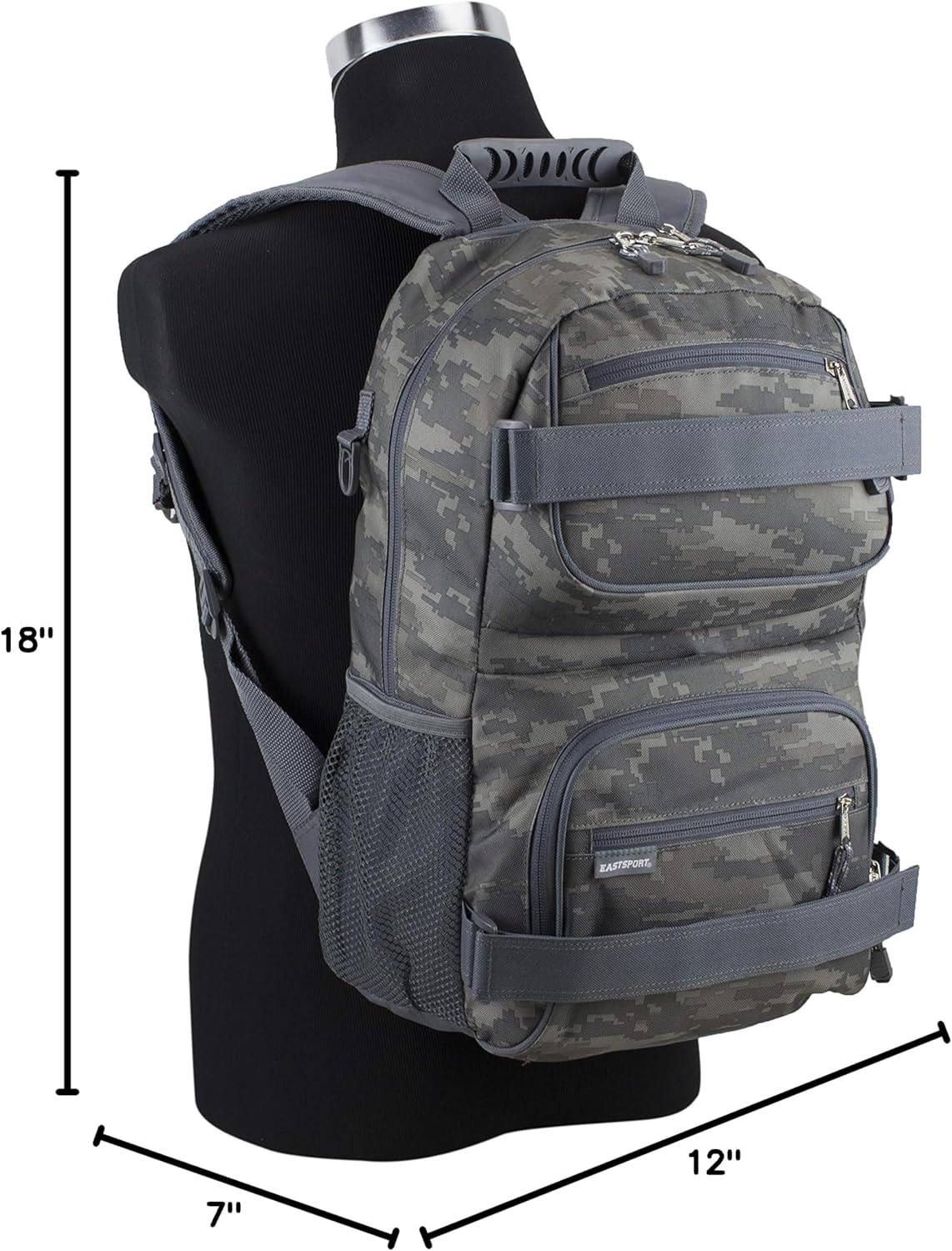 Travel Skateboard Backpack Double Strap Laptop Bag Multi-Sport Design for Men and Women, Camo Black