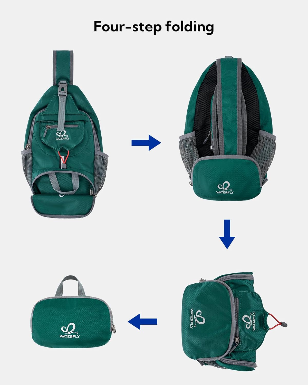 Packable Sling Backpack Lightweight Crossbody Bag Travel Daypack | Foldable design, Phone pocket, Water-resistant, Adjustable strap, Breathable back pad, Small hiking bag, Travel essentials