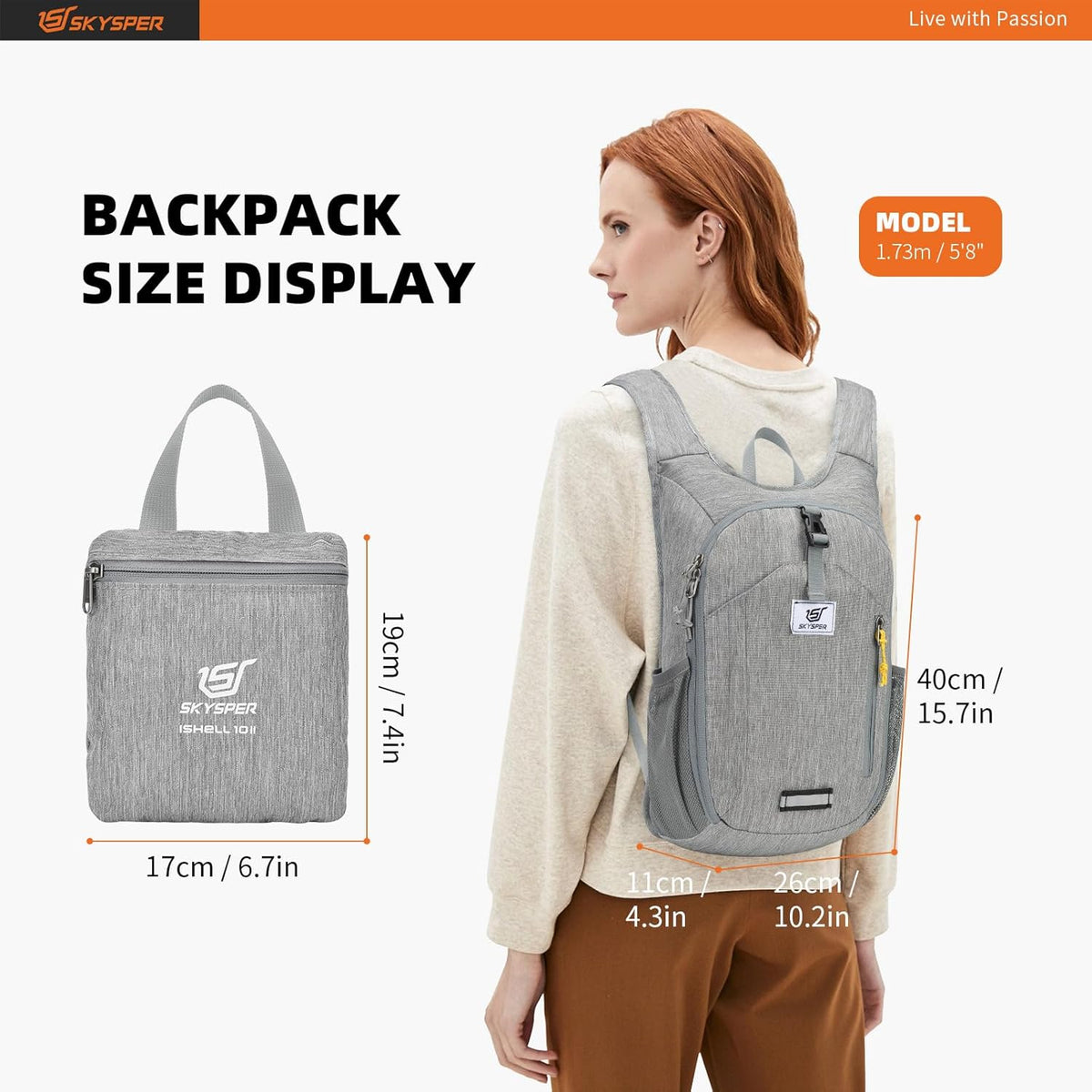 10L Hiking Backpack Small Hiking Daypack Packable Lightweight Travel Day Pack for Women Men(Cyan)