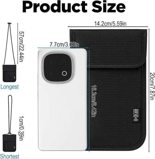 1 Pc Travel Neck Wallet, 5.5" L X 7.9" Black Rfid Blocking Passport Holder, Resistant Neck Pouch Travels Passport Wallet For Travel Women Men