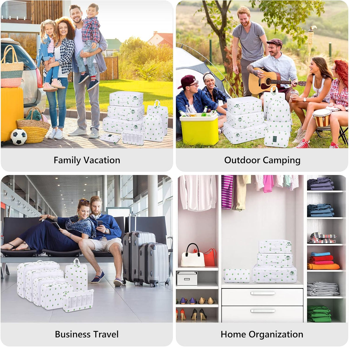 9 Set Packing Cubes with Shoe Bag & Electronics Bag - Luggage Organizers Suitcase Travel Accessories