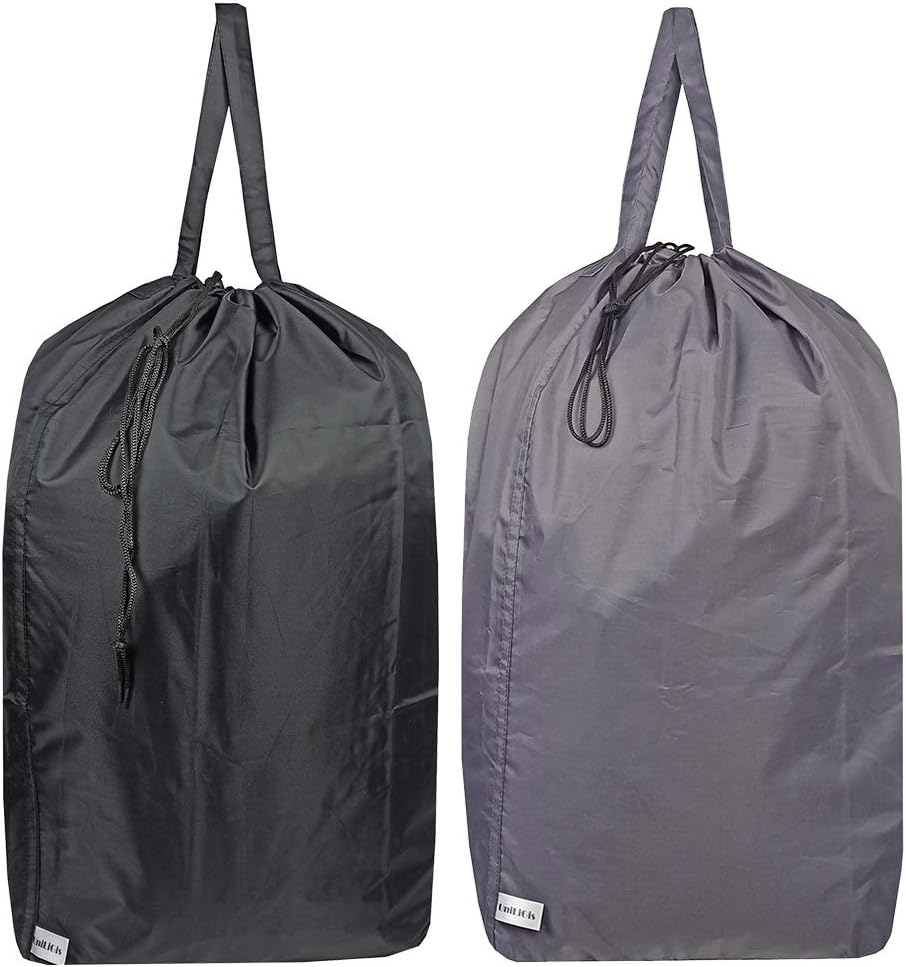 Washable Travel Laundry Bag with Handles and Drawstring, Heavy Duty Large Enough to Hold 3 Loads of Laundry, Fit a Laundry Basket or Clothes Hamper, 27.5x34.5 in,Grey