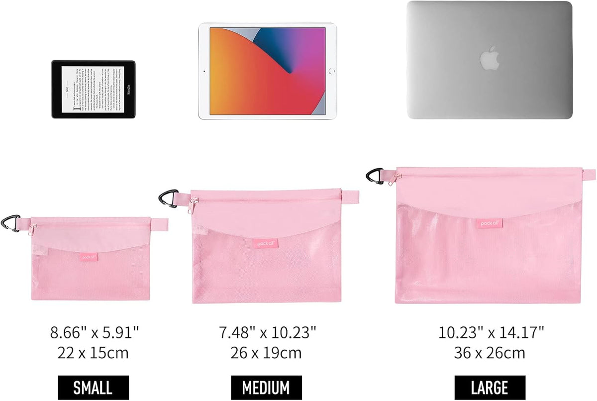 Water-Resistant Material Zipper Pouch, Mesh Zipper Bags for Storage, Travel, Office (Black, Small)