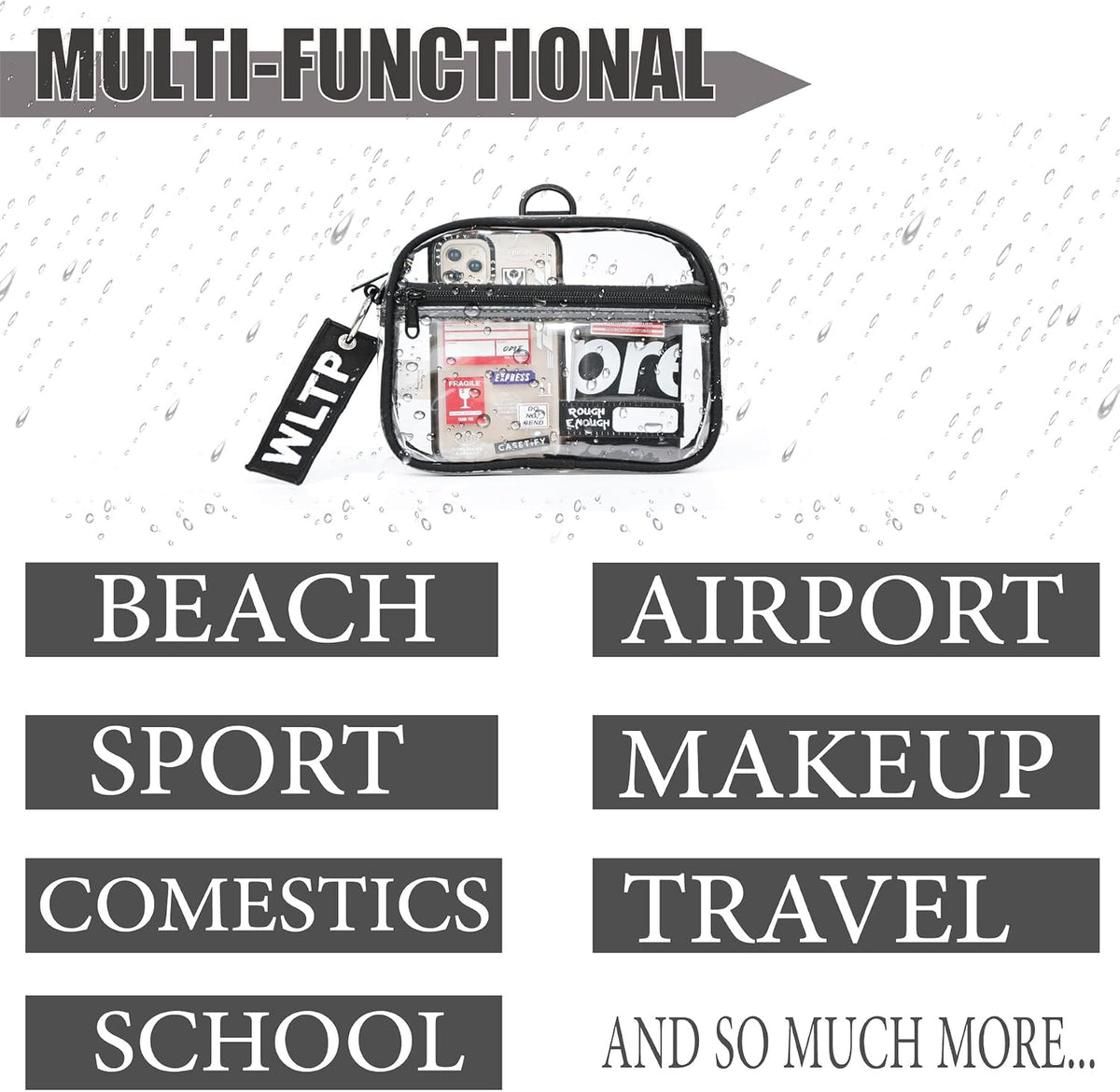 Rough Enough Clear Toiletry Bags for Traveling Bundle Set