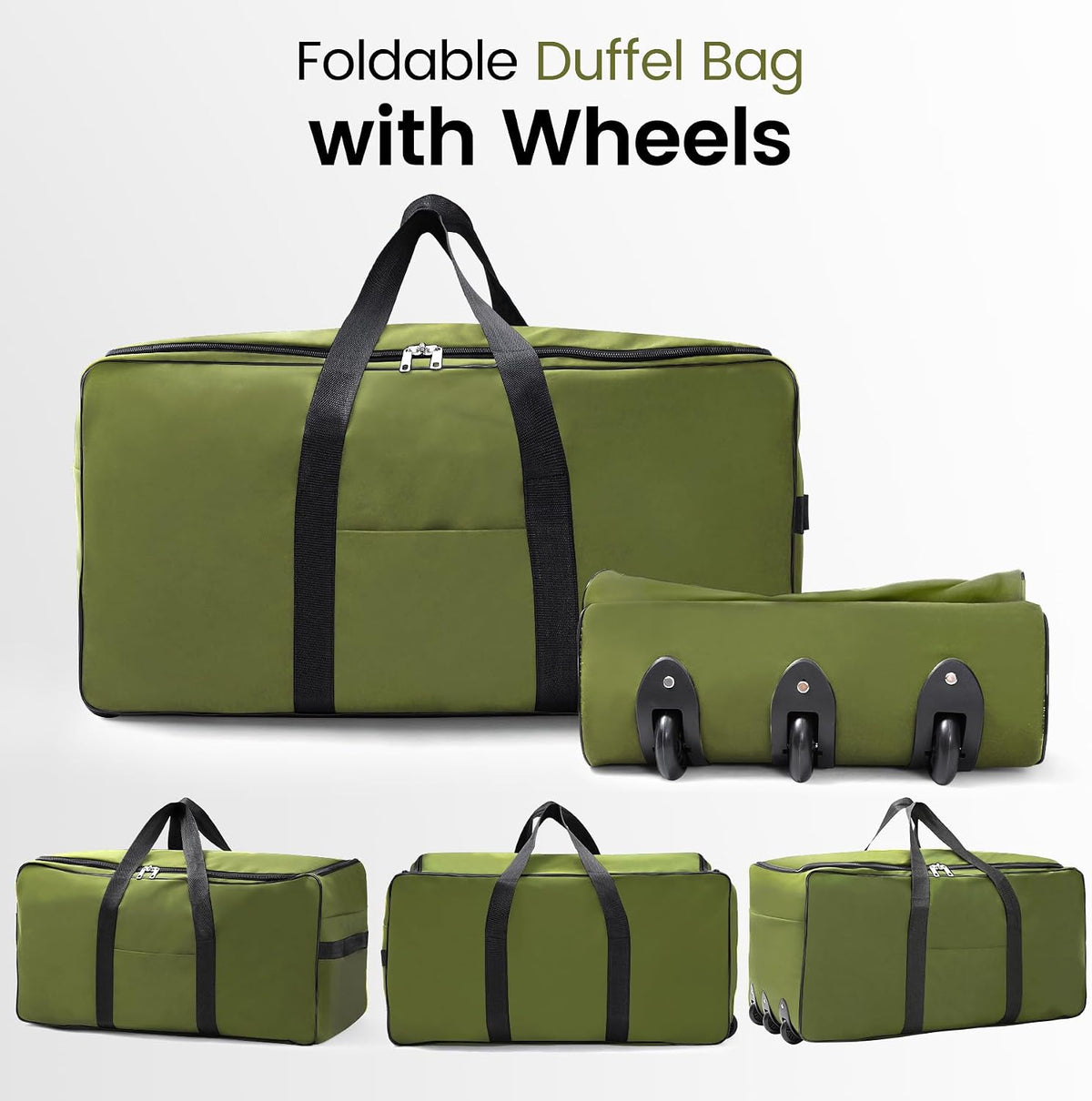 85L/120L/140L Foldable Duffle Bag with Wheels, Large Travel Duffel Bag