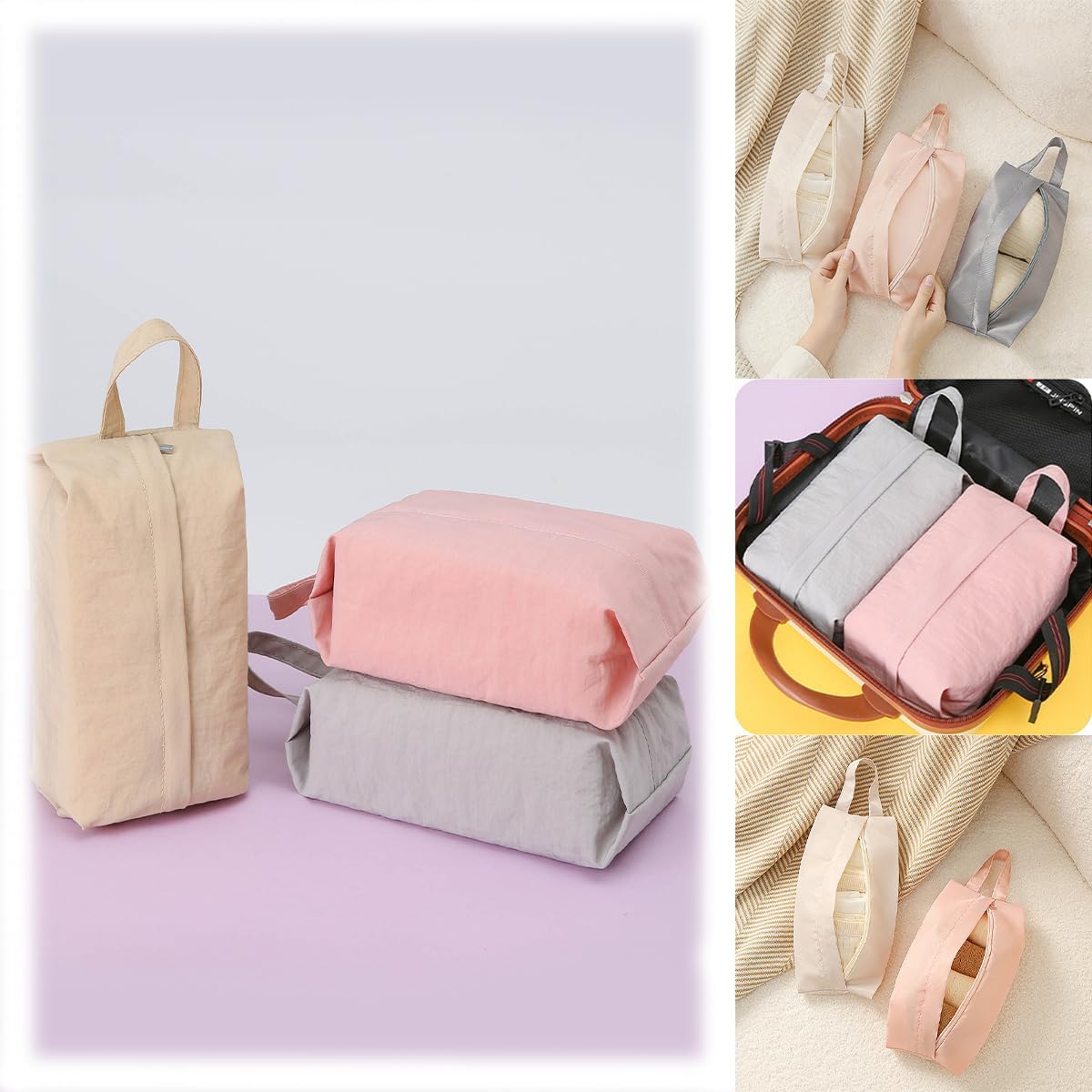 6 Pcs Travel Socks Organizer Bag with Zip Underwear Panty Socks Storage Bags Handle Compression Underwear Mini Travel Toiletry Bag Pouch for Packing Cubes Suitcase Luggage Ties Panties Cosmetics