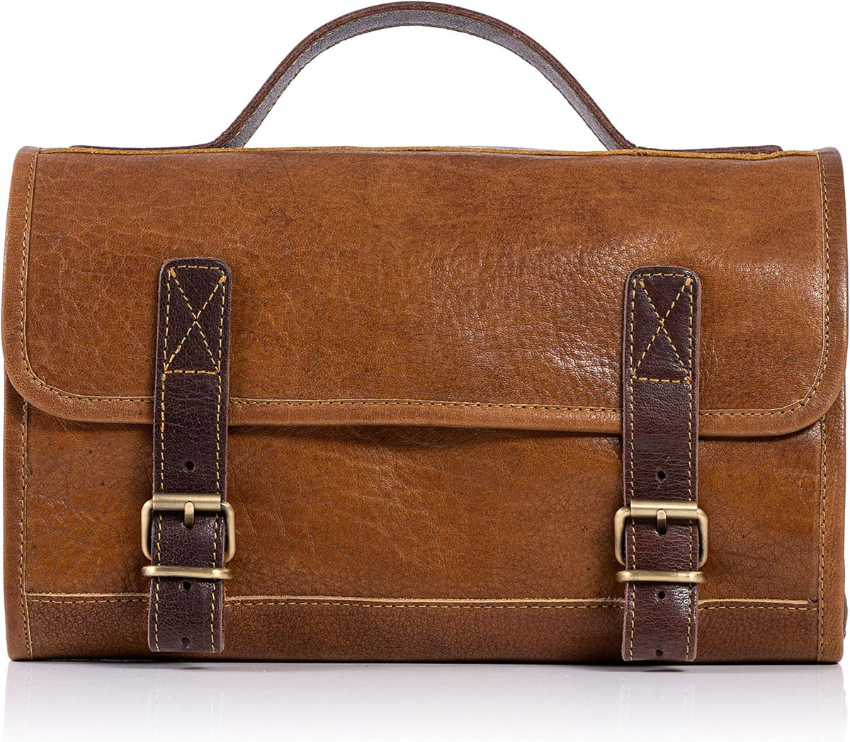Premium Buffalo Leather Hanging Toiletry Bag Travel Dopp Kit