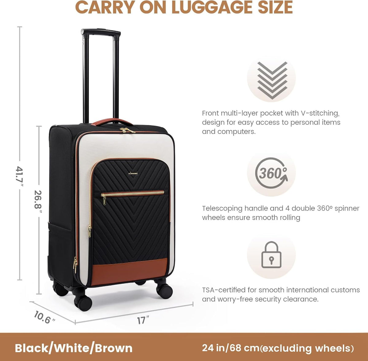 Underseat Carry On Luggage Airline Approved, 14 Inch Softside Suitcases with Wheels, Lightweight Spinner Carry on Suitcase with TSA Lock Weekender