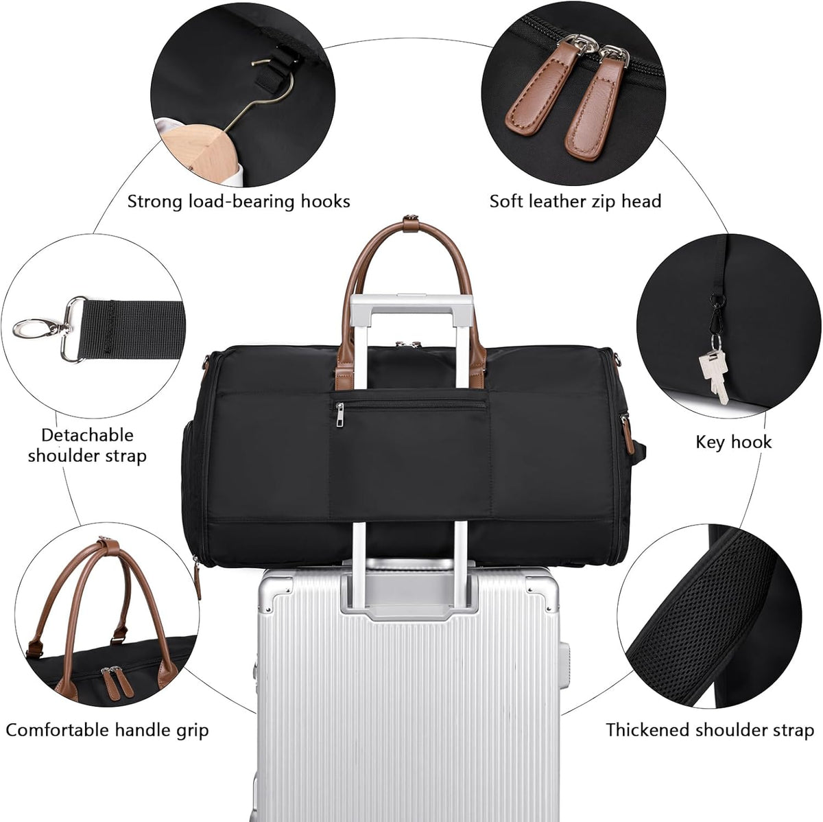 Garment Duffle Bags for Travel Carry On Duffel Bag 3 in 1 Backpack Convertible Suit Bag Suitcase for Hanging Clothes Foldable Weekender Business Flight Bag with Shoes Pouch for Women Men Green
