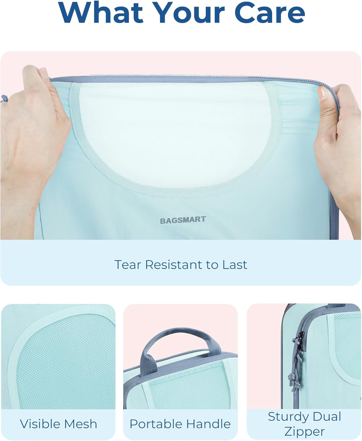 6 Set Compression Packing Cubes, Travel Luggage Organizer Bags