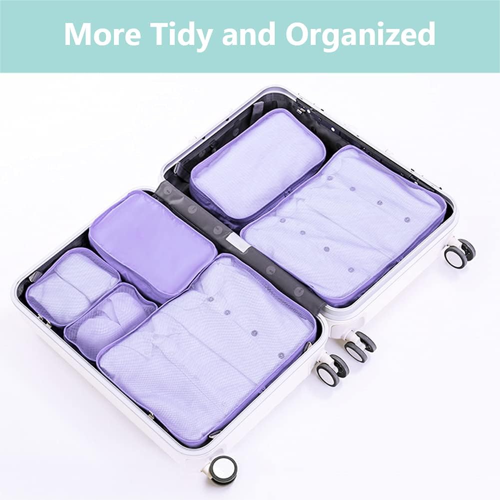 Packing cubes for Travel, Luggage Organizer Bags 6 Set Packing Cubes for Suitcases Travel Essentials for Carry on Mesh Suitcase Organizer with Shoe Bag (pink)