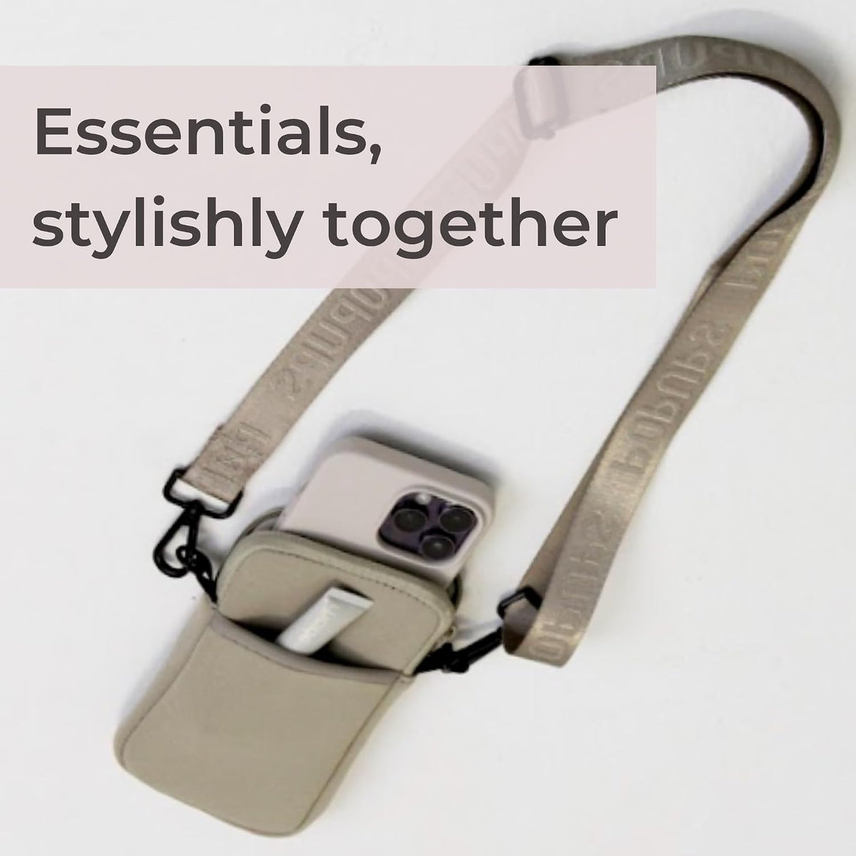 POPUPS Neoprene Crossbody Phone Bag for Women – Slim Zippered Pouch with Slip Pocket and Adjustable Strap (4" x 1" x 7.5")