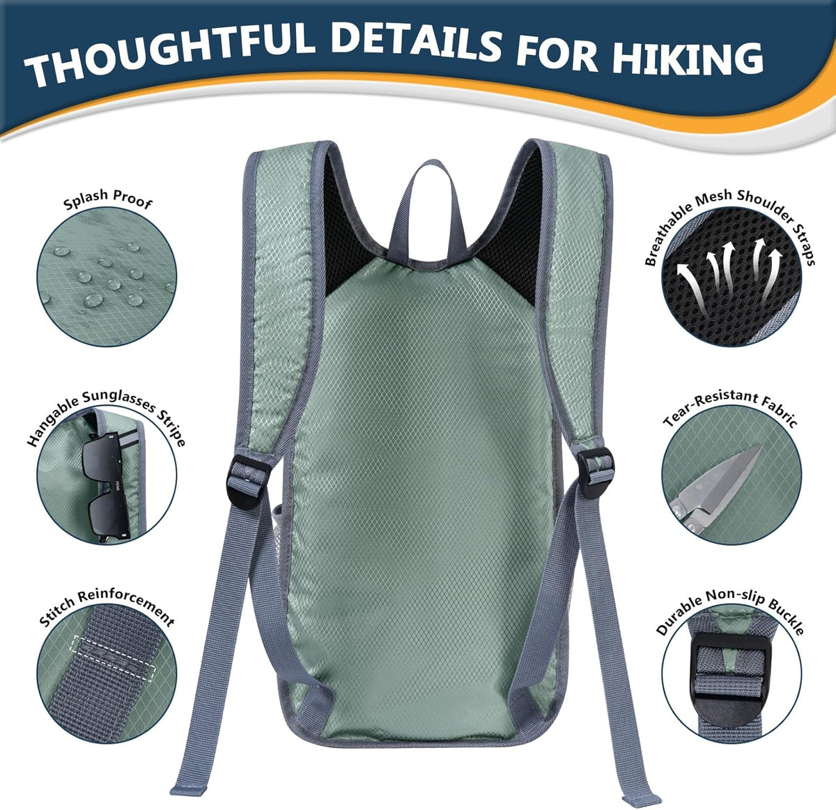 15L Foldable Hiking Backpack,Lightweight Packable Waterproof Machine Washable Daypack with Chest Strap,Small Folding Pack for Travel/Walking for Men&Women-0.52LB Blue