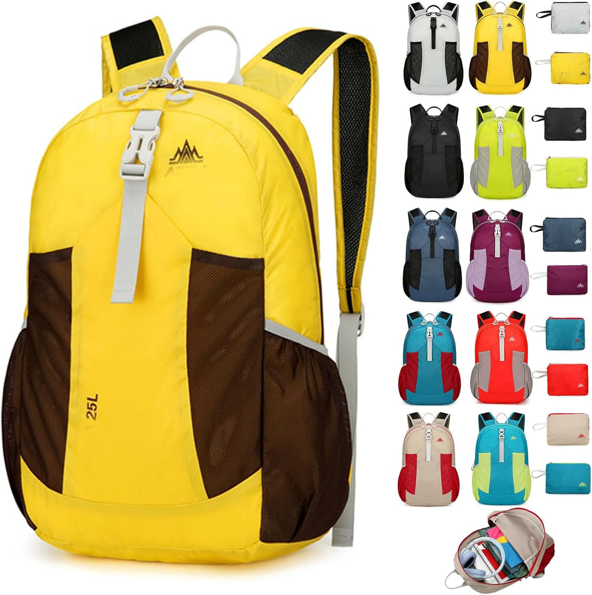 Foldable Waterproof Backpack, 25L Lightweight Packable Daypack, Outdoor Travel Camping Hiking Backpacking Packs (Purple)