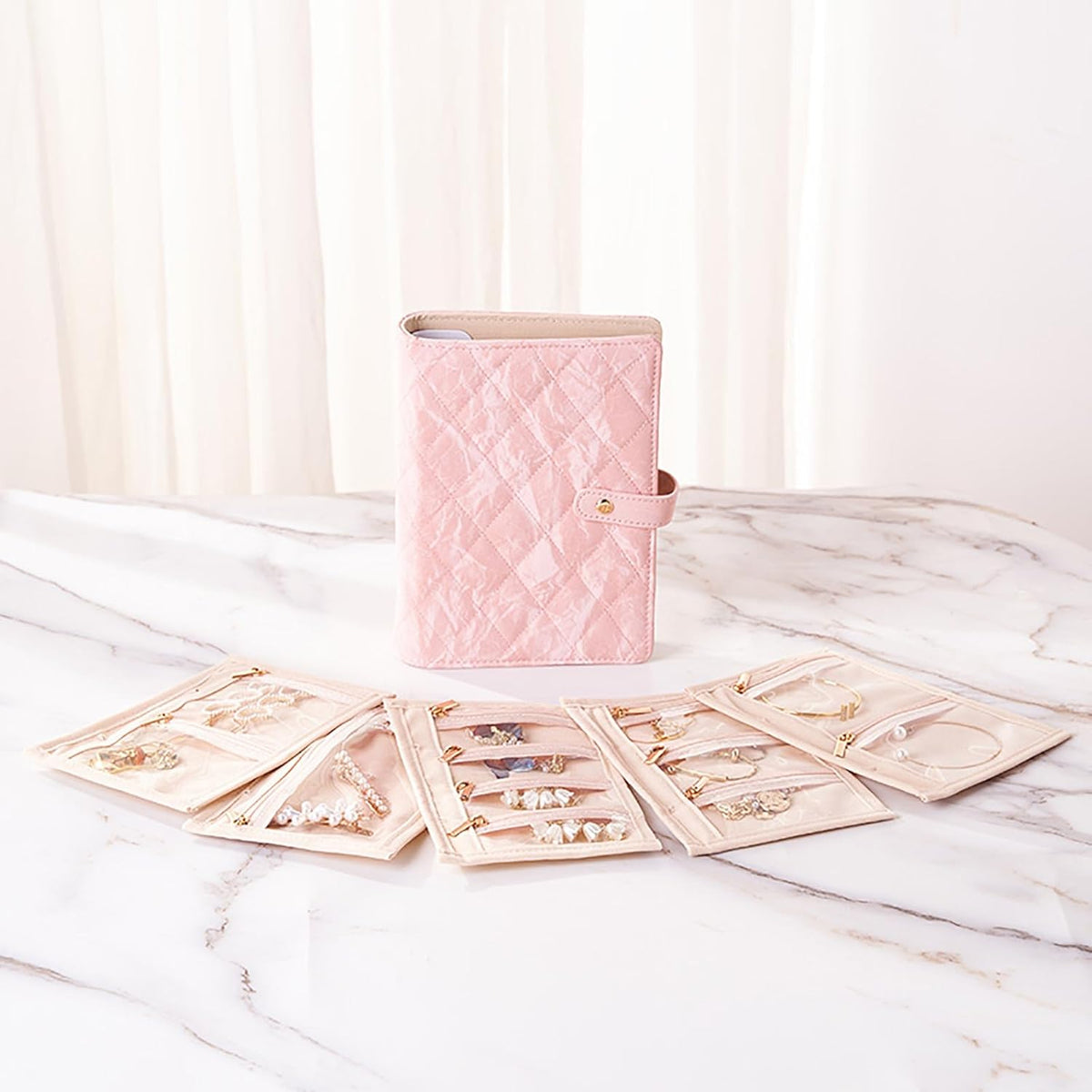 Travel Jewelry Organizer Case, Graduation Gifts for Women Girls, Jewlery Storage Book Binder and Clear Velvet Pouch Jewlery Bag for Rings Necklaces Earrings Bracelets
