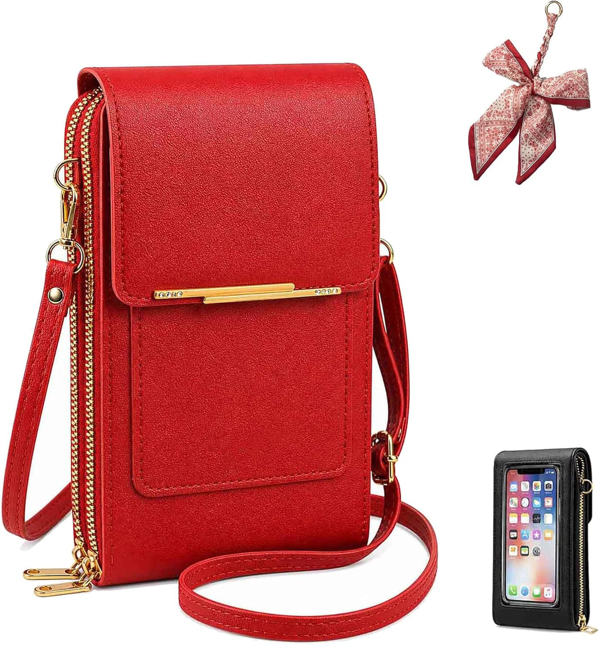 2026 Touchscreen Phone Crossbody Bag for Women, RFID Blocking Leather Mobile Phone Purse