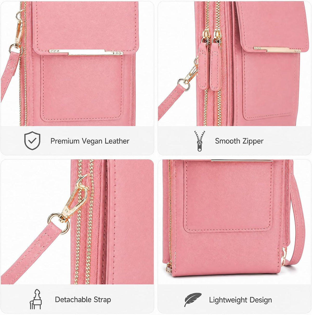 Crossbody Phone Purse, Small Cross Body Wallet Purses with Adjustable Shoulder Straps for Women Anti-Theft PU Leather Bag