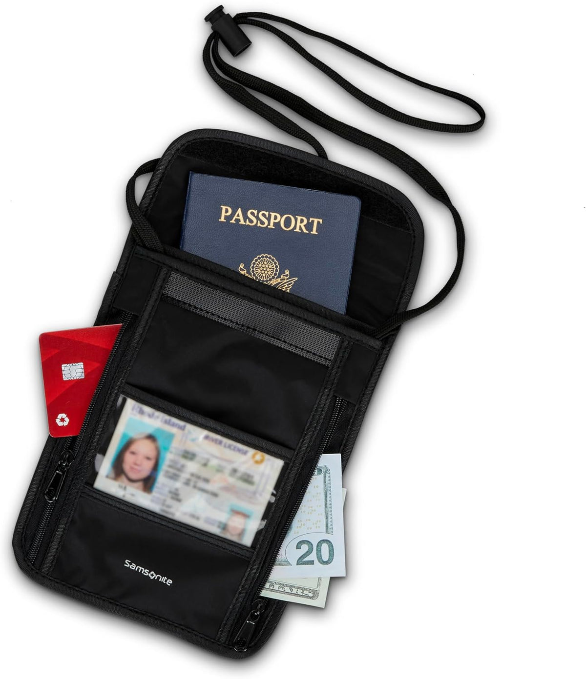 RFID Neck Pouch - Lightweight and Durable Nylon RFID Protection Technology - Blocks RFID Signals Encoded In Passports, IDs & Credit Cards