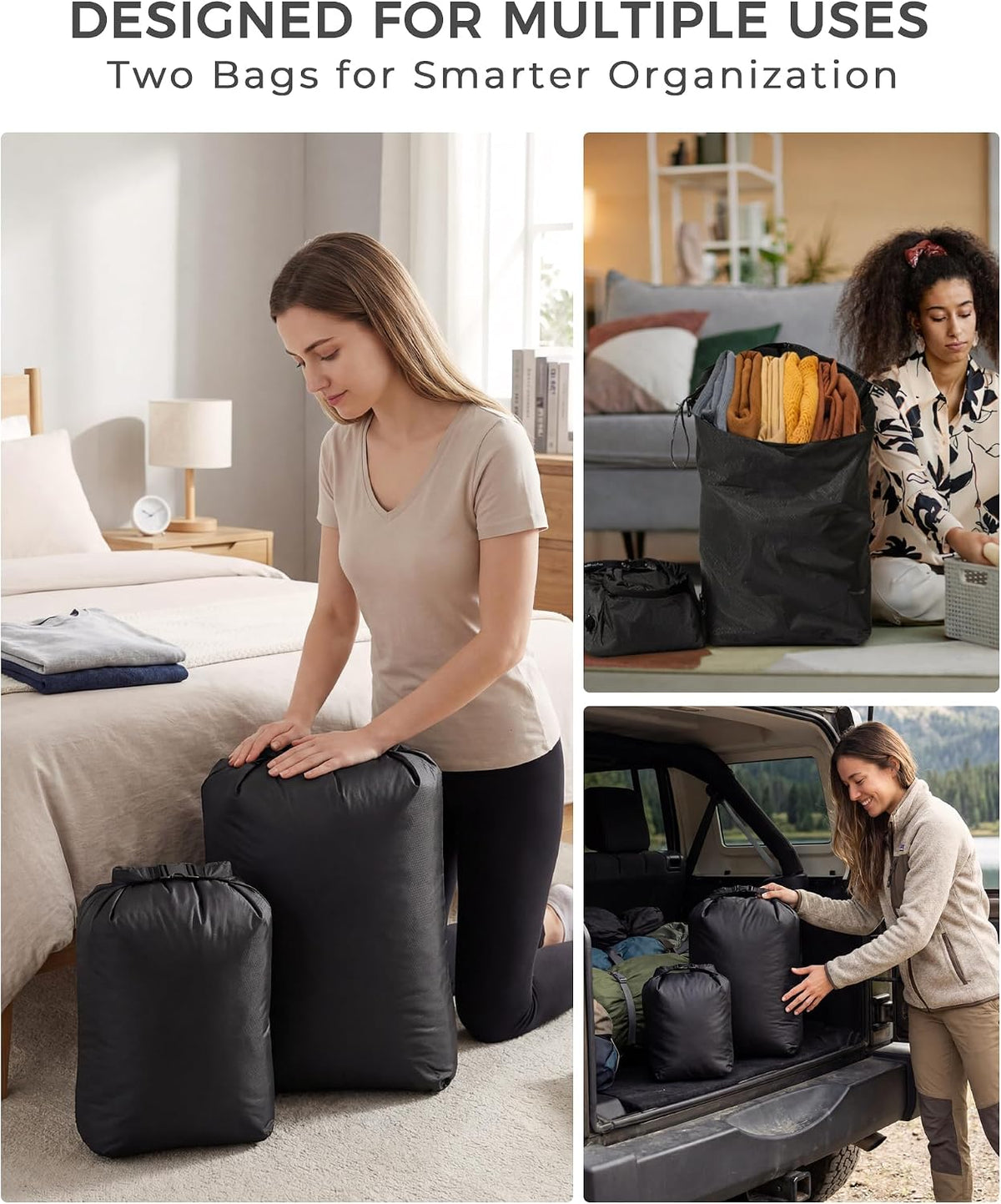 Travel Laundry Bag, Pump-Free Vacuum Compression Dirty Clothes Bag, Medium Reusable Waterproof & Washable Laundry Bag, Wet and Dry Bag, Ideal for Suitcases, Laundromats (1 Pack) Gray