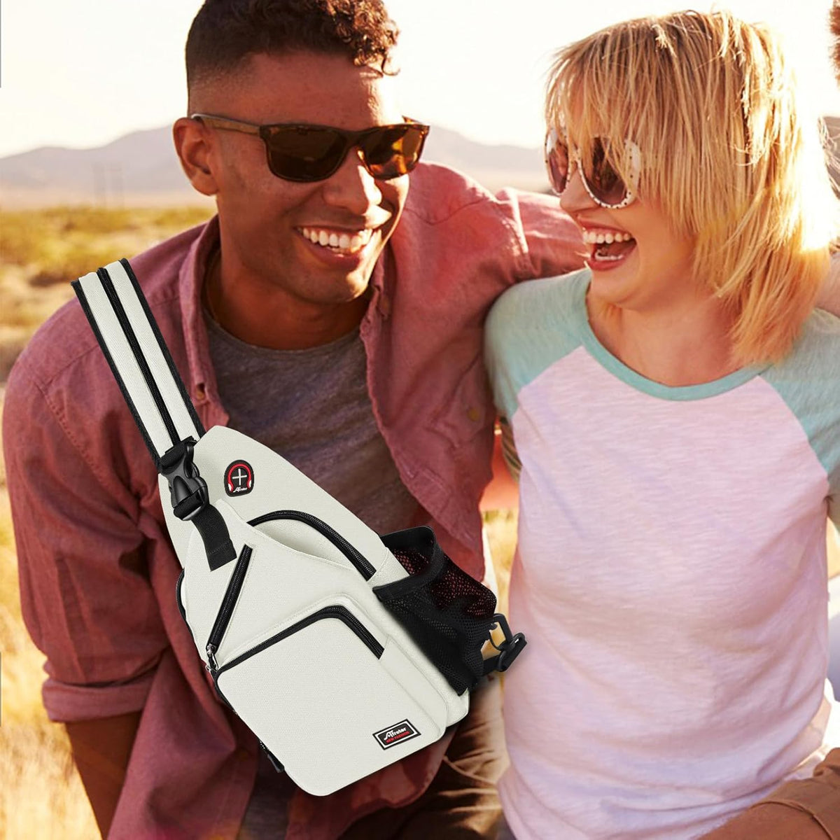 Crossbody Sling Backpack Men and Women Sling Bag Shoulder Backpack Travel Hiking Chest Bag Daypack (Grey)