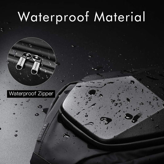 Sling Bag Waterproof Safe Protect Shell Crossbady Bag Backpack, Biking Hiking Travel Shoulder Bag (Black Large)