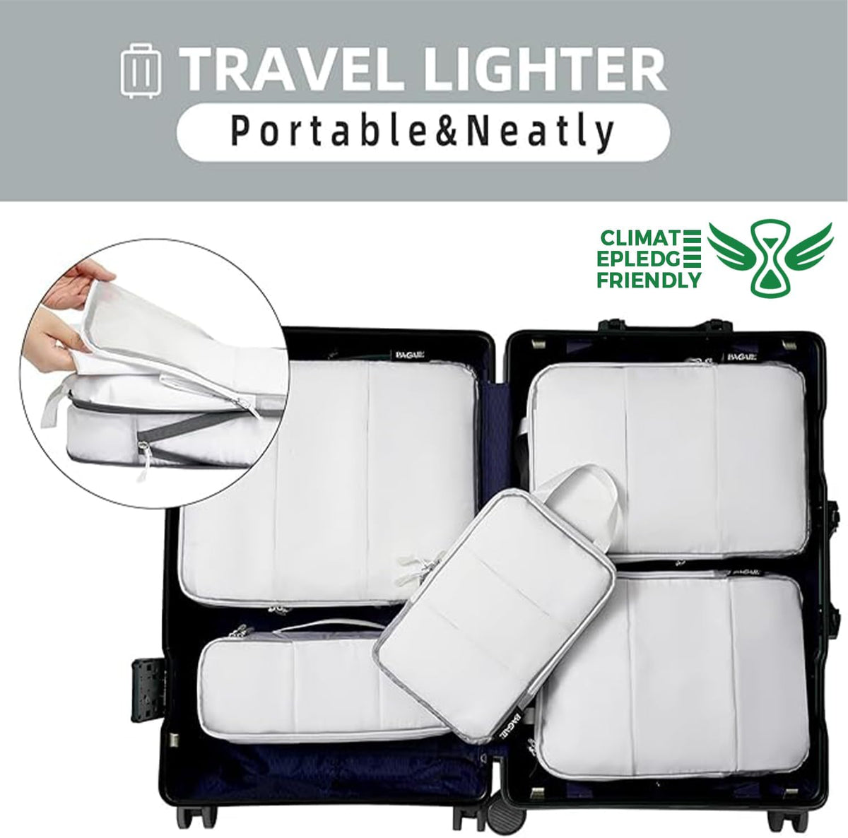 6 Set Ultralight Compression Packing Cubes Packing Organizer for Travel Accessories Luggage Suitcase Backpack