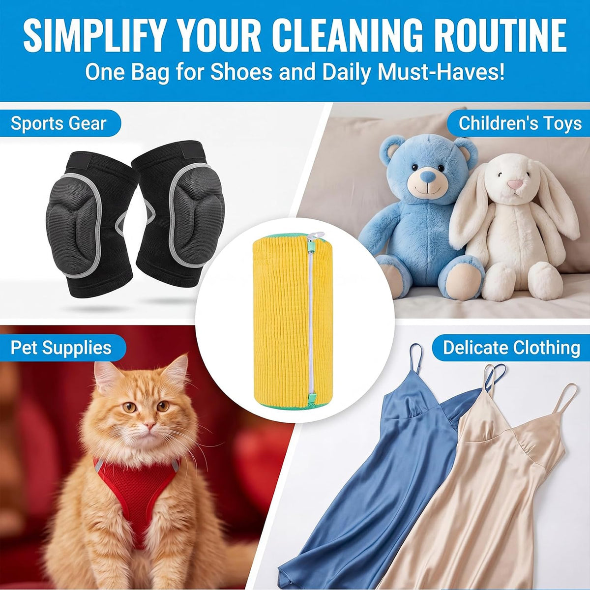 Shoe Washing Machine Bag, 2-Pack Microfiber Chenille Laundry Bag for Sneakers - Self-Locking Zipper, 360° Deep Clean, Noise Reduction, Fits All Shoe Sizes, for Tennis Running & Kids Shoes
