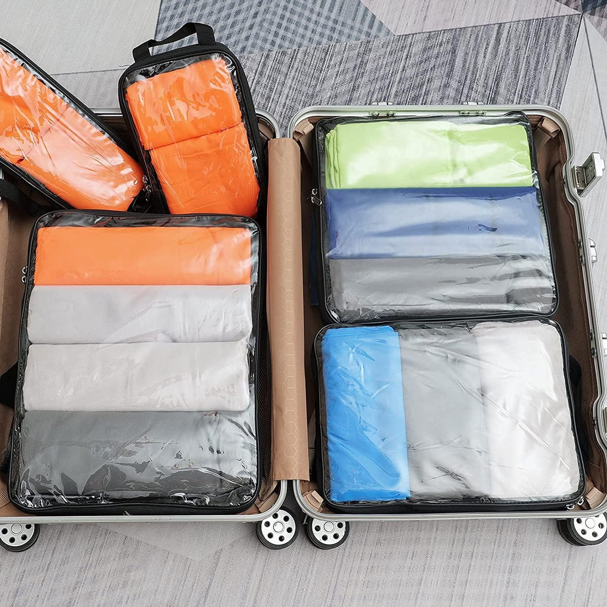 Transparent Compression Packing Cubes, Clear and Visible Travel Packing Organizer for backpack and suitcase